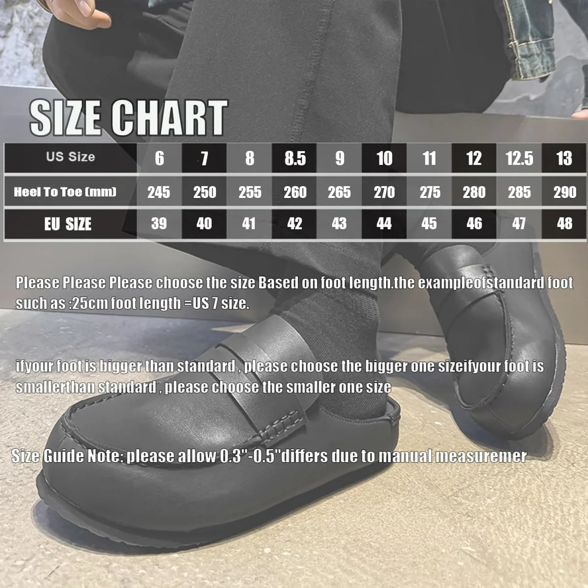 Men's Platform Clog Mules Comfortable Leather Suede Slippers with Arch Support view 2