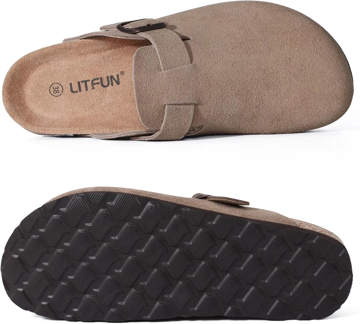 Litfun Unisex Genuine Suede Clogs Soft Footbed Leather Potato Shoes Comfort Sl view 6