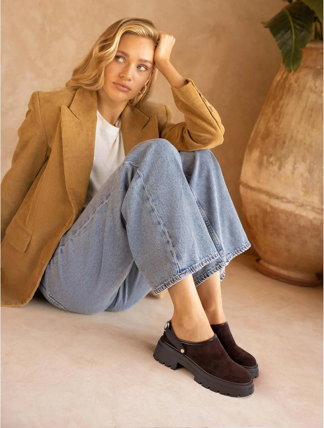 SOVANYOU Platform Clogs for Women Chunky Mules Suede Loafer Slides Comfortable view 2