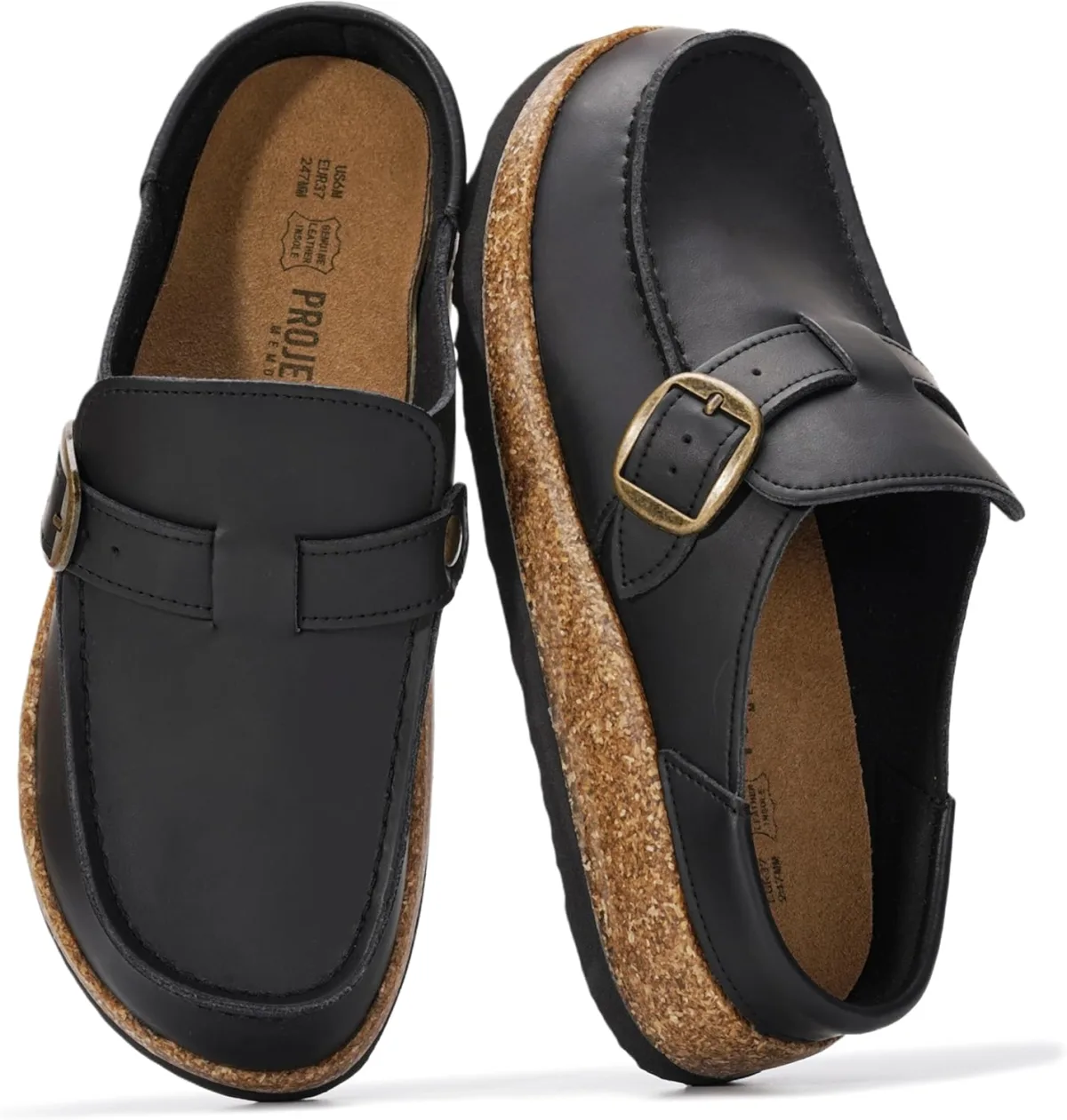 Project Cloud 100% Genuine Leather Moccasin-Style Clogs for Women view 3