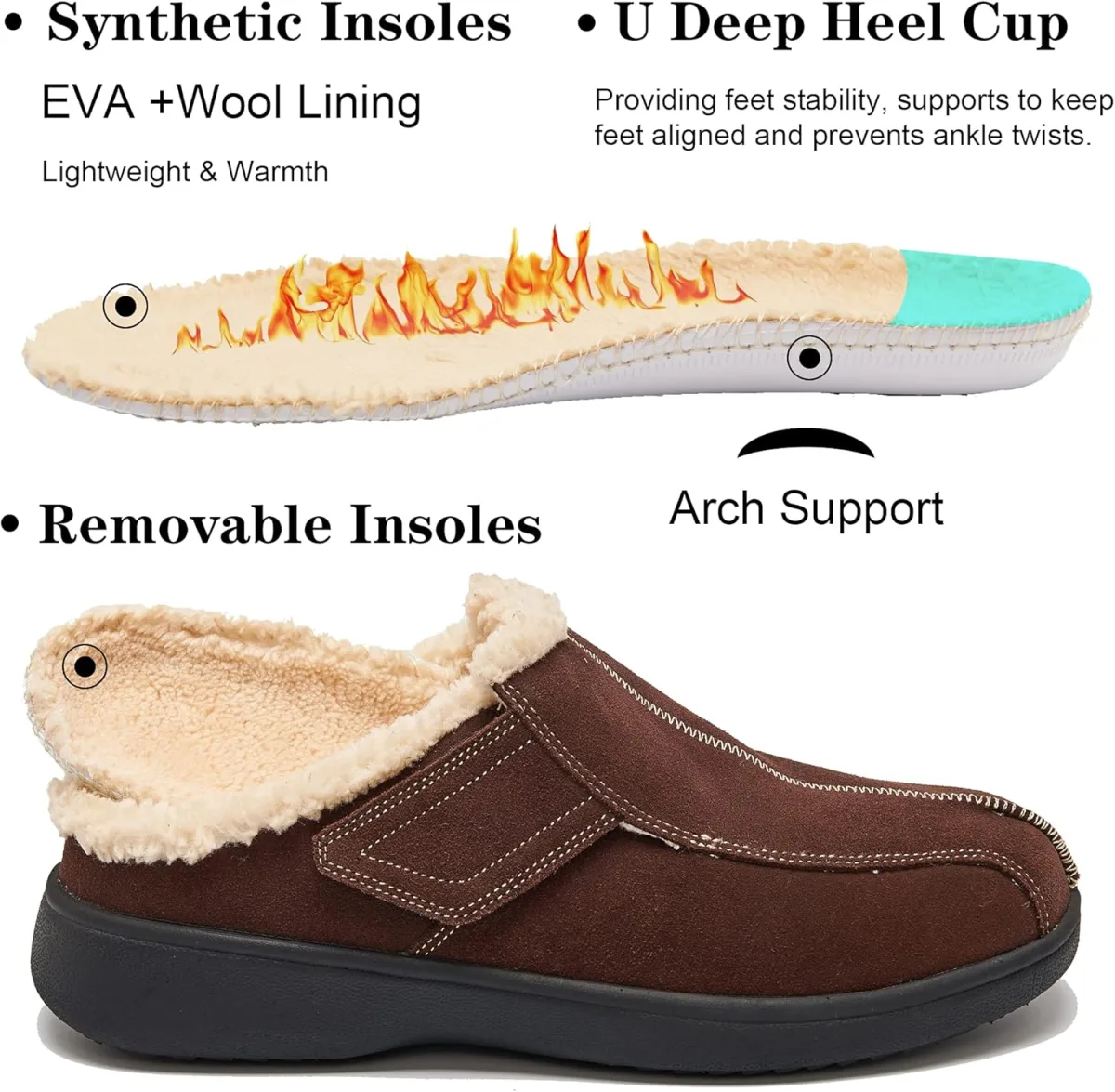 Men's Suede Leather House Slippers Arch Support Non Slip view 5
