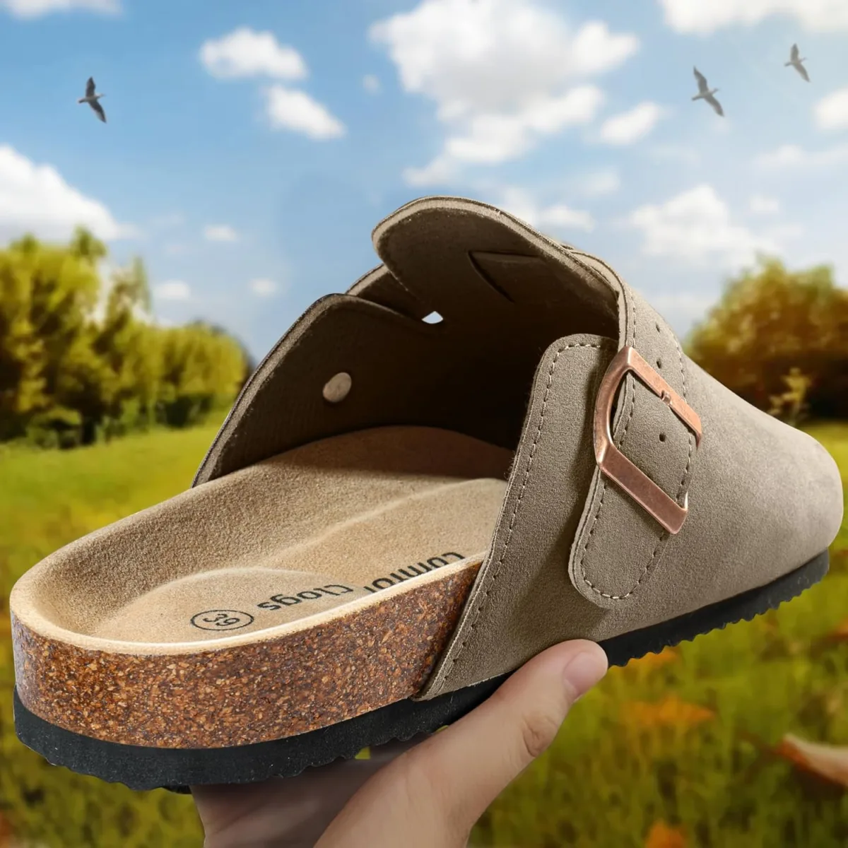 BULLIANT Clogs Slippers Sandals Nurse Work Shoes Men Women,Fleece-Lined Upper+ view 2