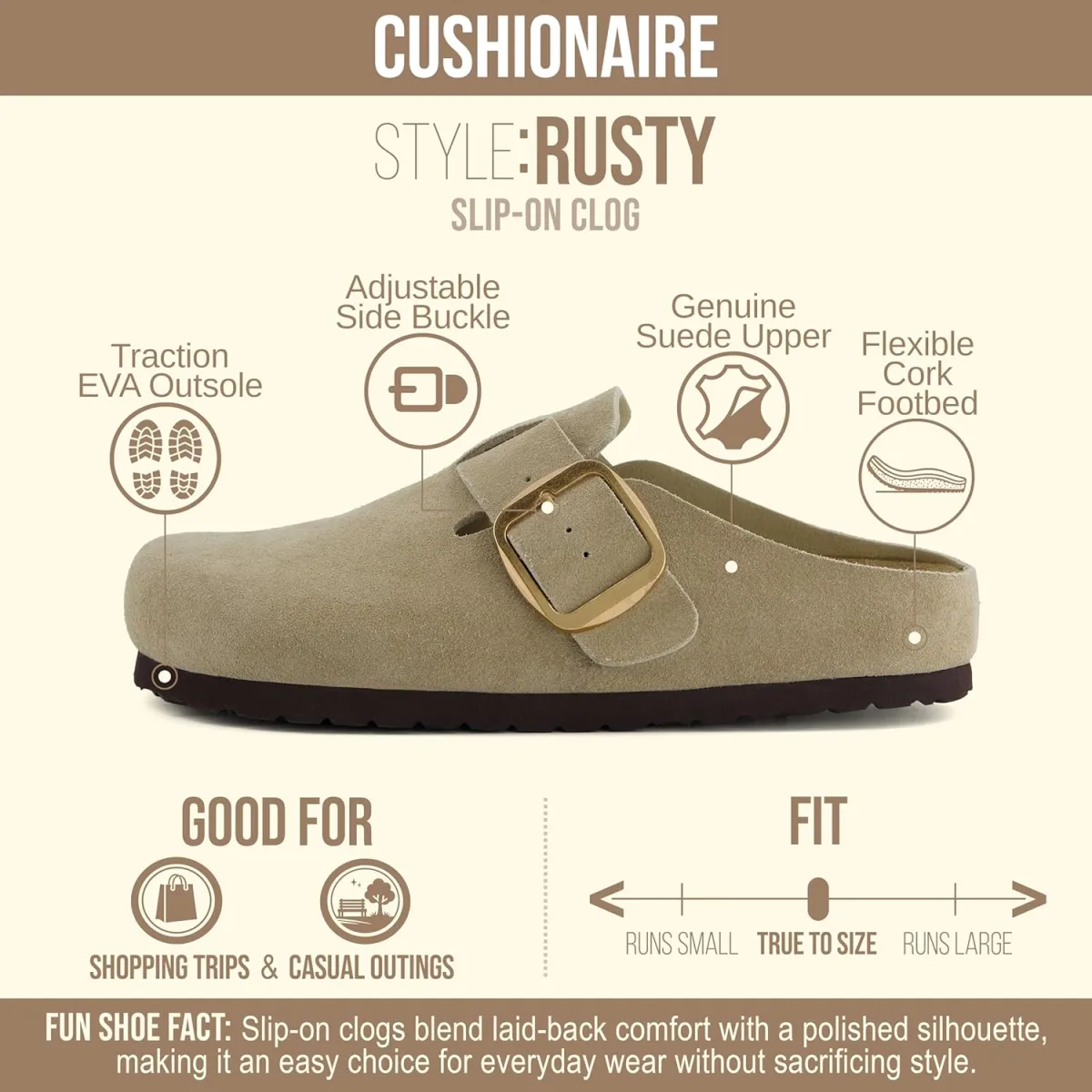 CUSHIONAIRE Rusty Genuine Leather Clogs for Women, Comfortable Slip On Womens view 4