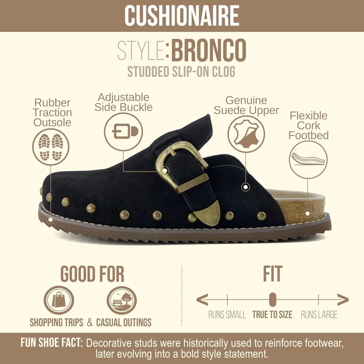 CUSHIONAIRE Bronco Slip On Mule Womens Shoes view 4