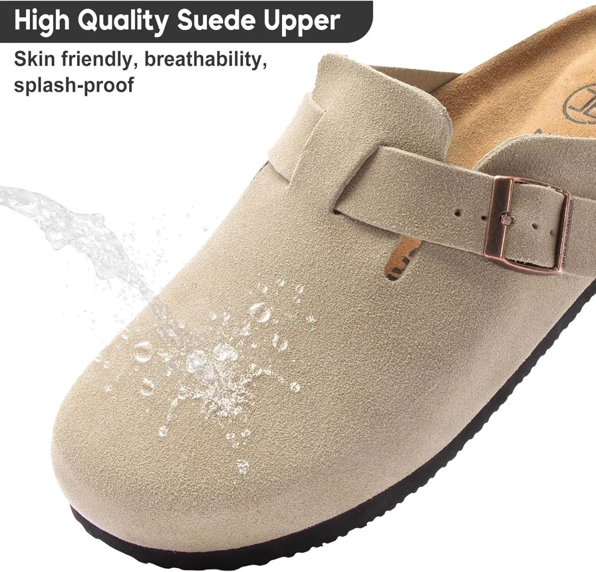 Women's Suede Clogs Men's Slip-On Mules Non-Slip Potato Shoes Arch Support San view 4