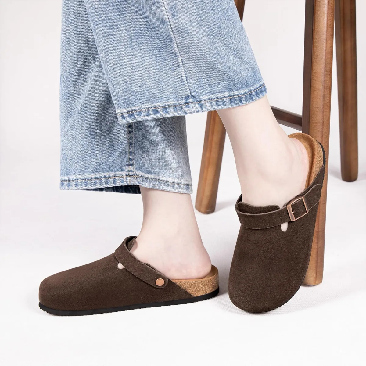 Suede Clogs for Women Men Leather Mules Soft Potato Shoes Slip On Slipper Sand view 2
