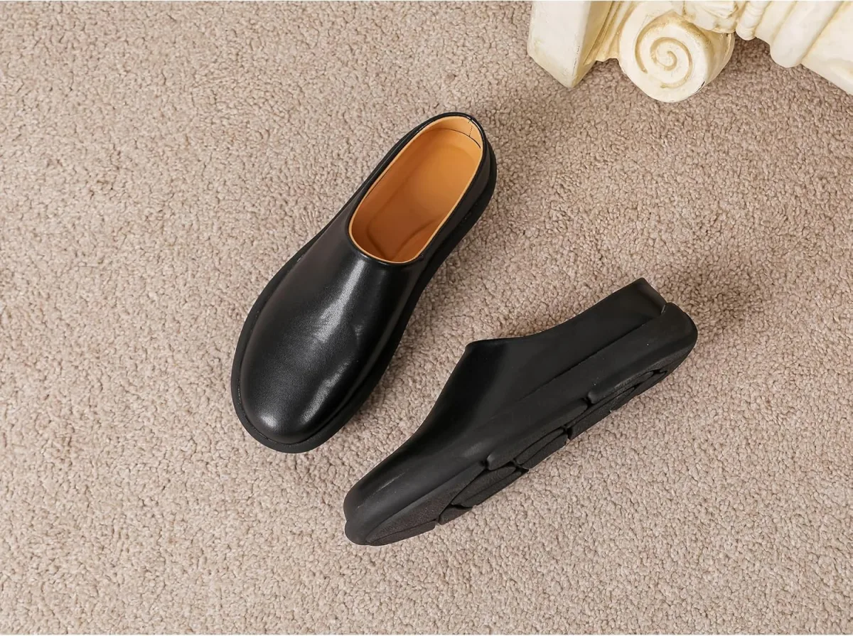 LCQL Men Breathable Slides Slipper Leather Mules and Clog Summer Outdoor Indoo view 5
