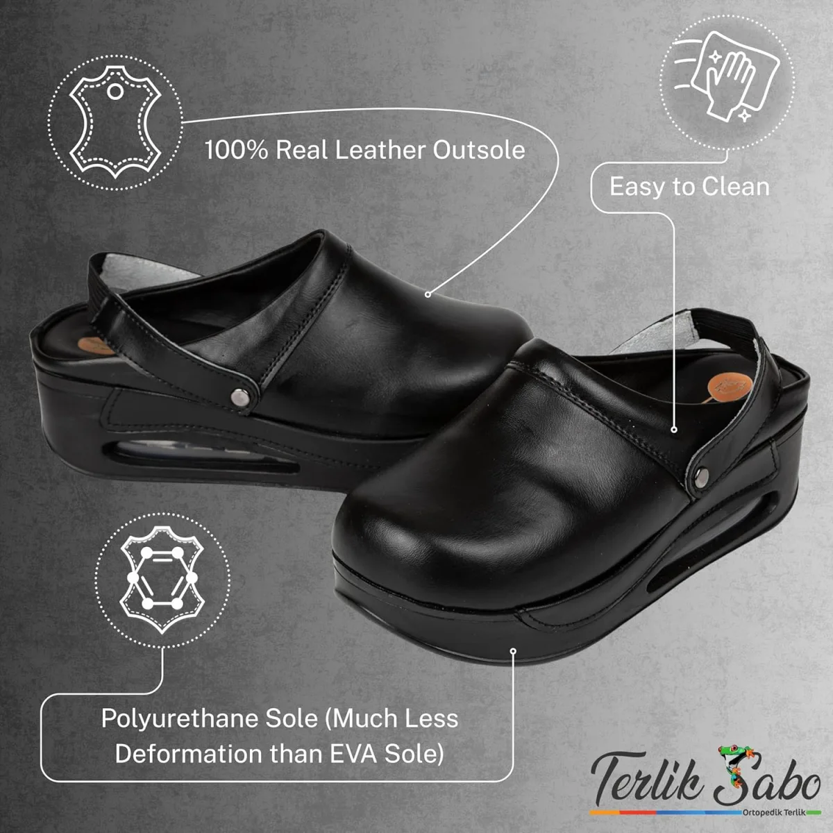 Womens Clogs with Arch Support, Pure Leather, Slip-On Clogs for Women, Perfect view 4