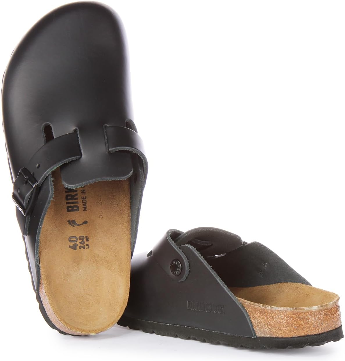 Birkenstock Boston Leather, Unisex Adults' Clogs, Black, 7 UK view 2