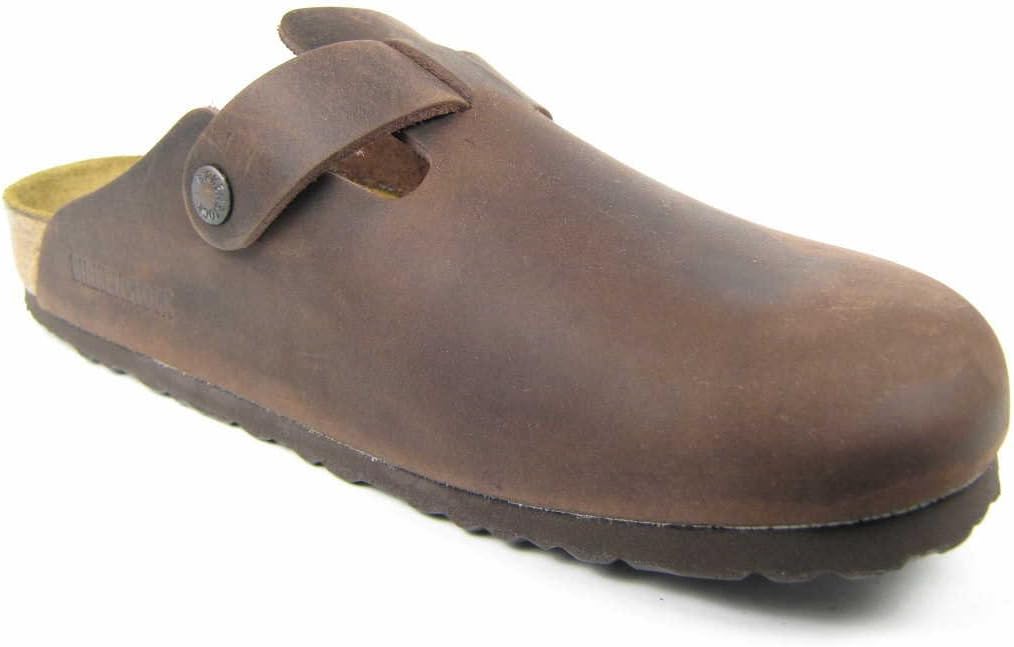 Birkenstock Unisex Adults Boston Greased Leather Clogs, Brown Habana, 7/7.5 view 4