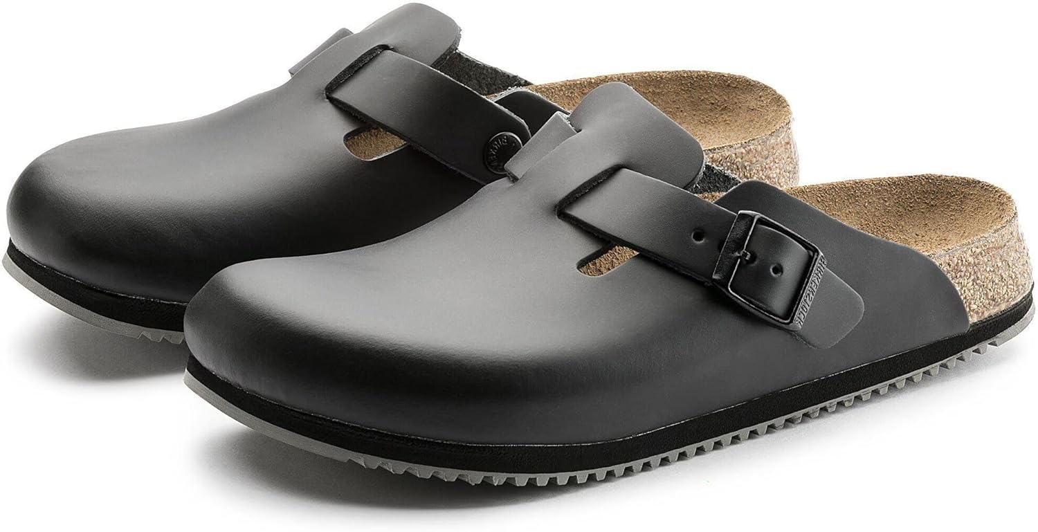 Birkenstock Boston Leather Black Unisex Clogs Supergrip US Women 10-10.5 / Men view 2