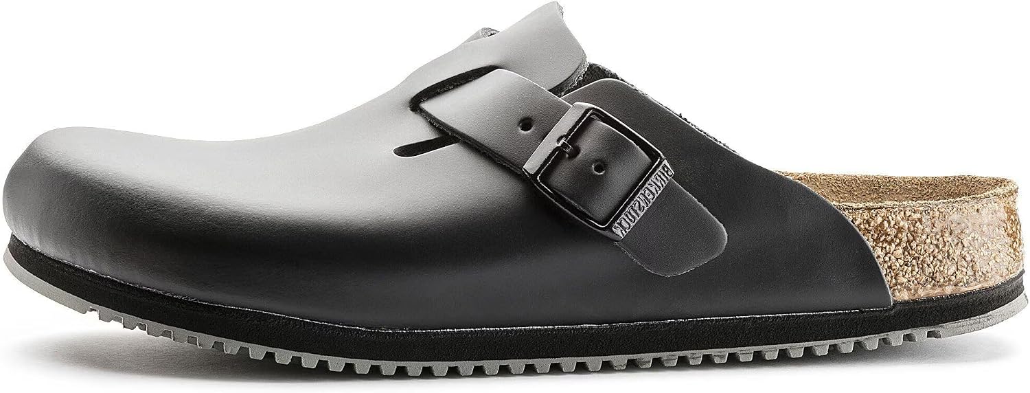 Birkenstock Boston Leather Black Unisex Clogs Supergrip US Women 10-10.5 / Men view 4