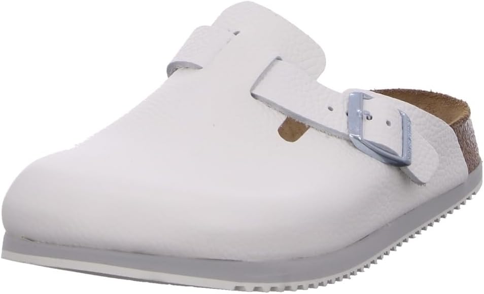 Birkenstock Mens Boston EsdBoston Antistatic/Natural Leather, Blue — Genuine Leather clog