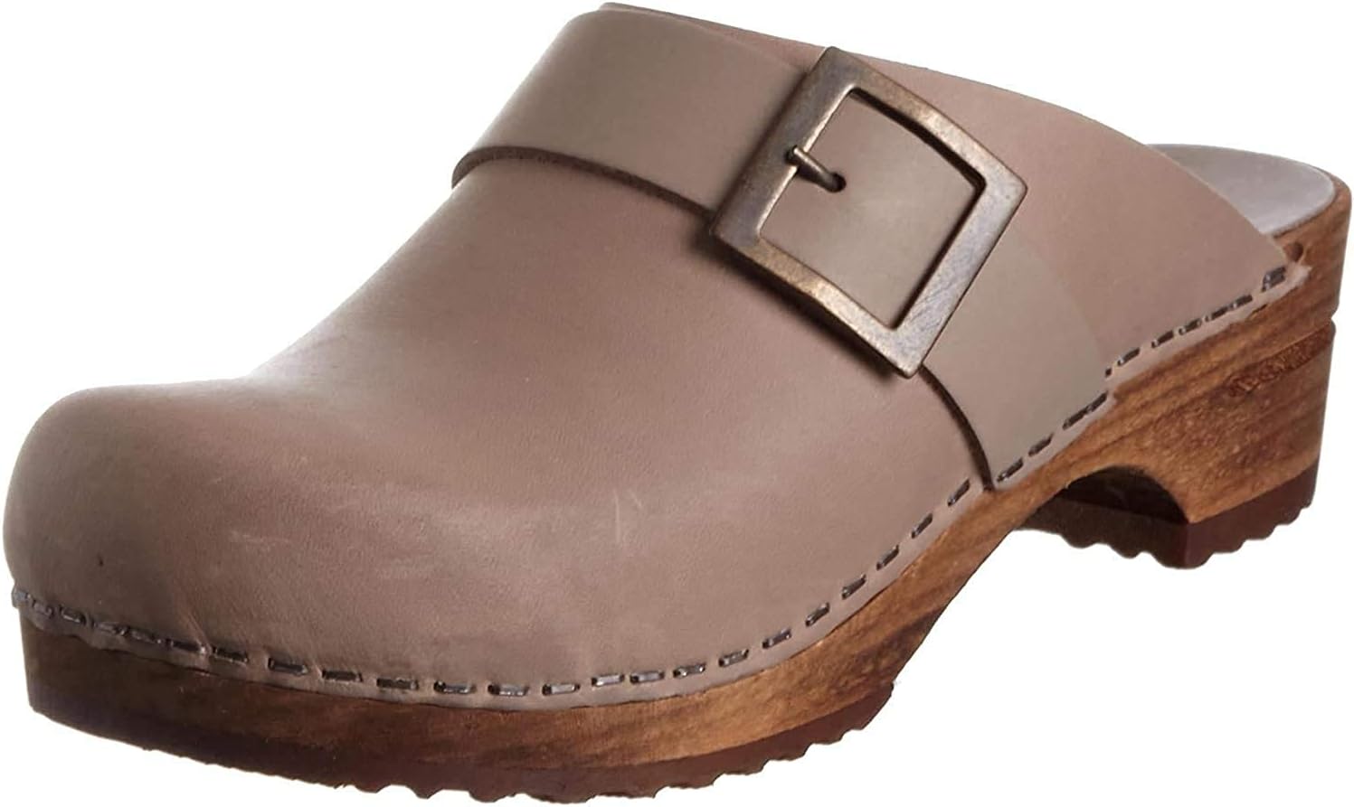 Sanita Wood Urban Open Women's Clogs, Grey (Grey 20), 7.5 UK — Genuine Leather clog