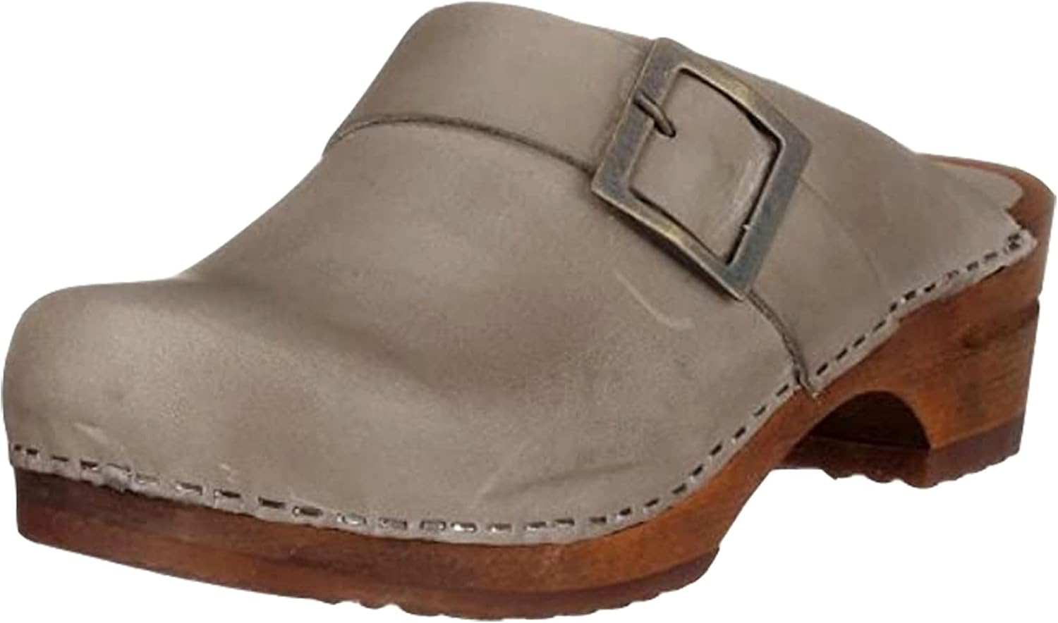 Sanita Women's Wood-Urban Clogs Leather 20 Grey Size 40 EU — Genuine Leather clog