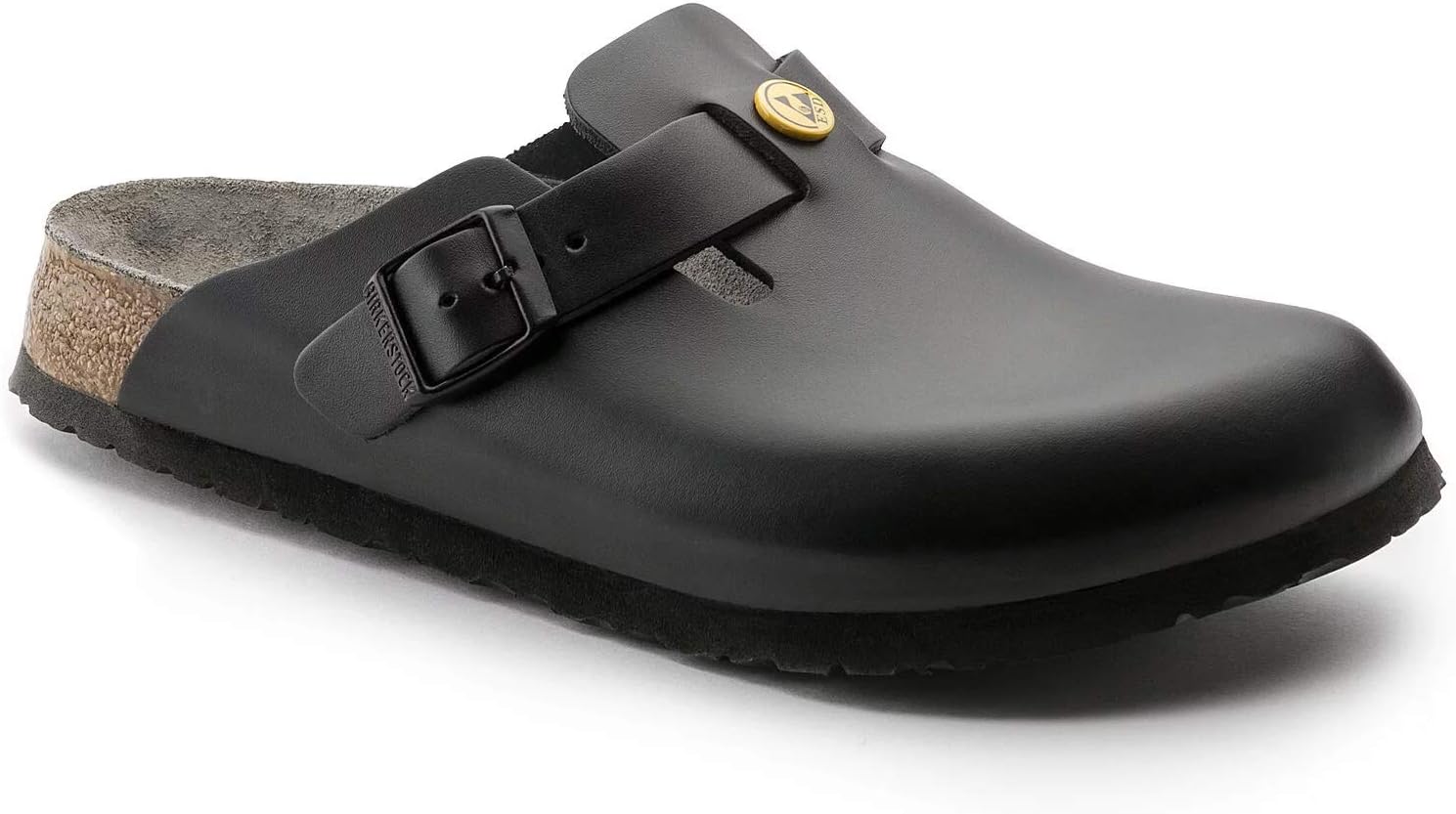 Birkenstock womens Boston ESD in Black from Leather Clogs 45.0 EU W — Genuine Leather clog