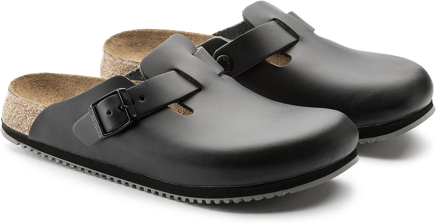 Birkenstock Boston Leather Black Unisex Clogs Supergrip US Women 8-8.5 view 5