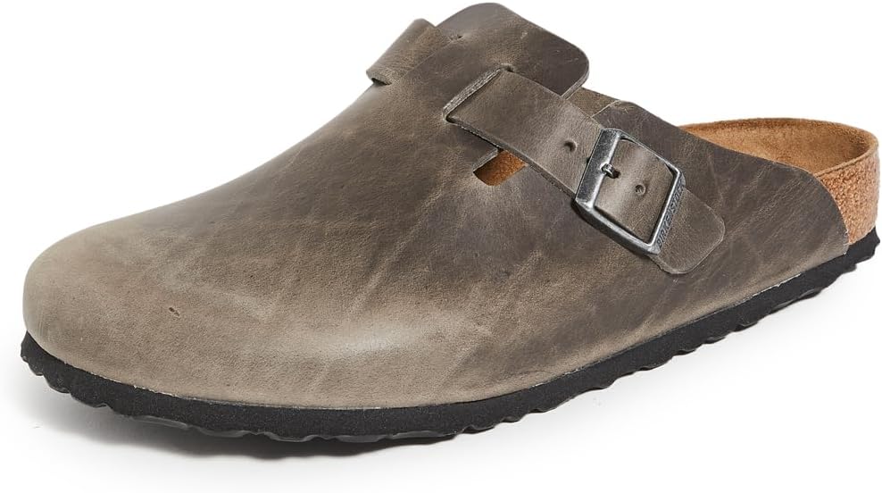 Birkenstock Men's Boston Soft Footbed Clogs, Iron, 10 Medium US — Suede clog