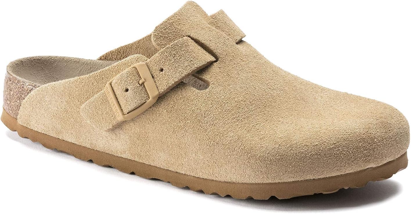 Birkenstock Boston Soft Footbed Suede Leather Cream Clogs — Suede clog