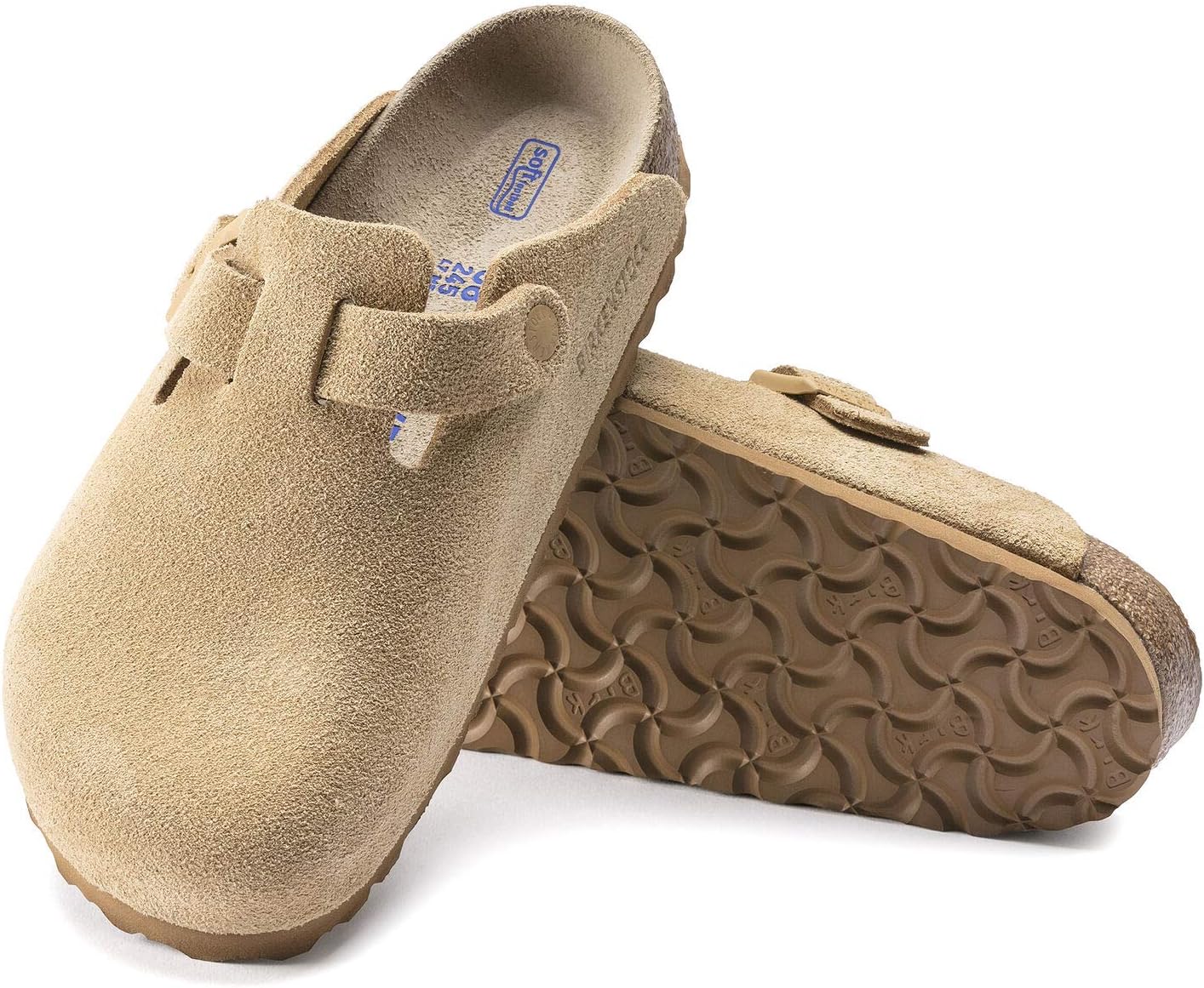 Birkenstock Boston Soft Footbed Suede Leather Cream Clogs view 2